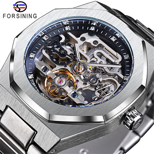 Men's fashion leisure hollowed out machinery, flywheel automatic mechanical watch