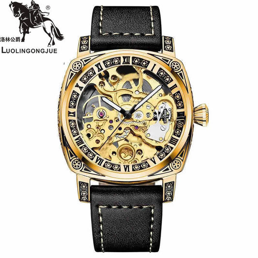 Watch two-way movement casual men's belt watch automatic mechanical watch