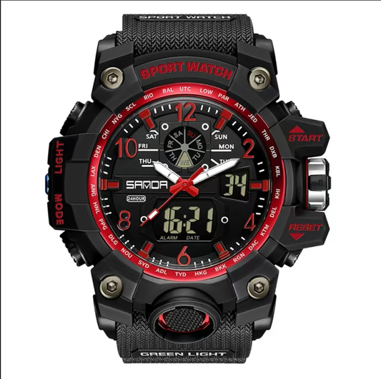 SANDA 3169 Sports Casual Waterproof LED Display Multifunction Men's Watch Analog- Digital Watch