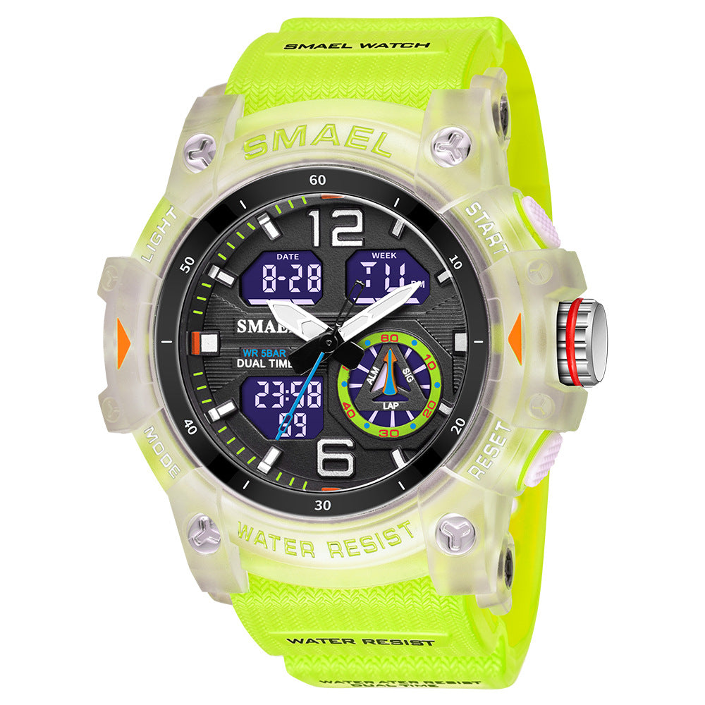 New Outdoor Transparent Watch Men's Outdoor Cool Dual Display Waterproof Luminous Electronic Watch