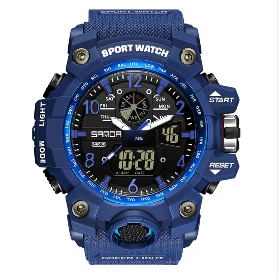 SANDA 3169 Sports Casual Waterproof LED Display Multifunction Men's Watch Analog- Digital Watch